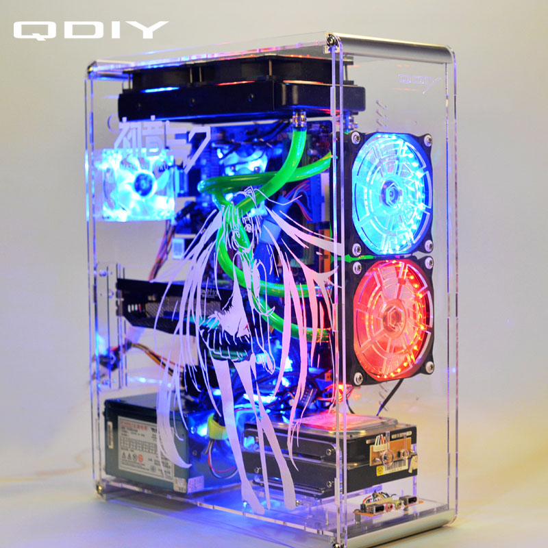 Qdiy Chassis Desktop Water Cooled Fully Transparent Matx Computer