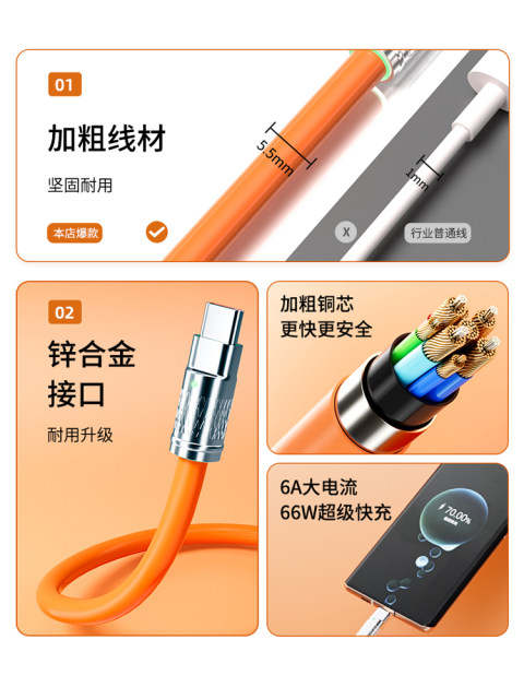 Anonymous 120W super fast charging cable one-to-three data cable three-in-one charger ເຫມາະສໍາລັບ Apple Huawei Android type-c ໂທລະສັບມືຖື flash cable 6a car tpyec multi-head charger bold