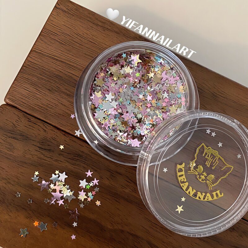 American New Year Sparkling Mixed Color Mini Star Sequins, Atmosphere-Enhancing Heart Sequins, Nail Art Wearable Nail Decorations American New Year Sparkling Mixed Color Mini Star Sequins, Atmosphere-Enhancing Heart Sequins, Nail Art Wearable Nail Decorations