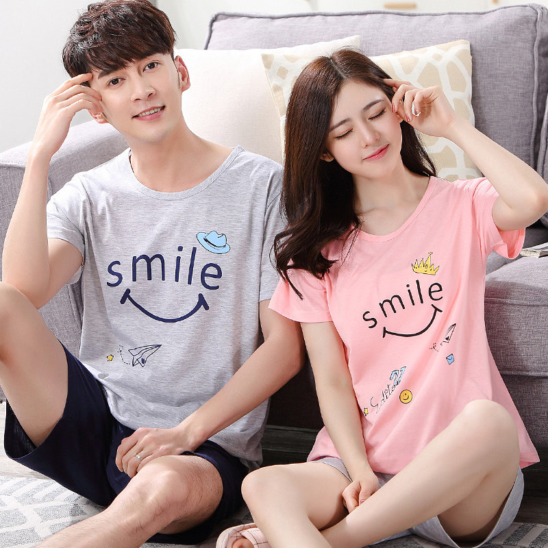 情侣睡衣夏季短袖短裤男女士套装夏天甜美可爱韩国纯棉青年家居服