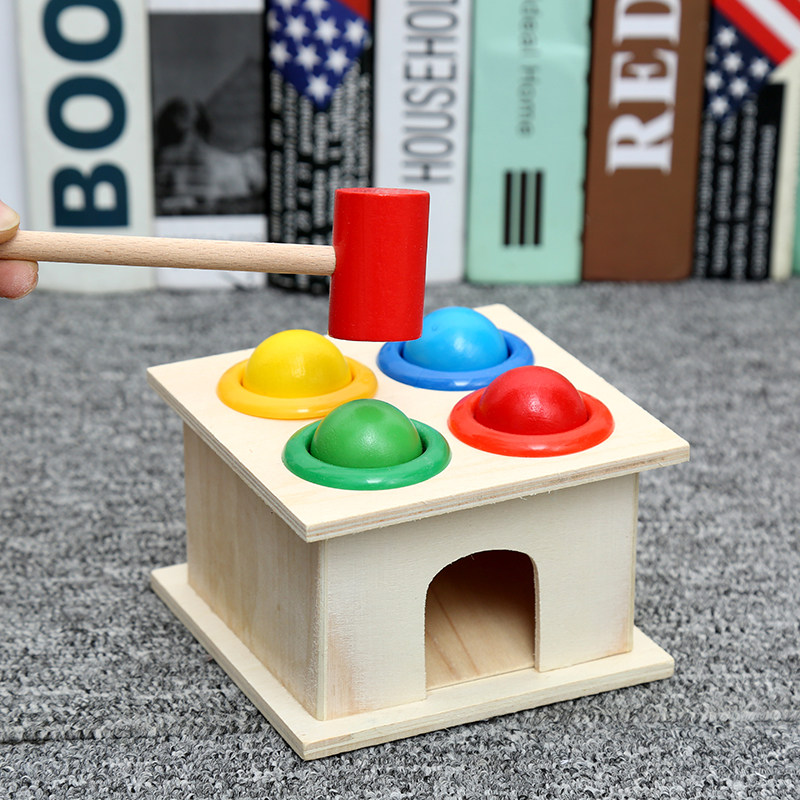 Special children's intellectual toys Beating small hammer box Hammer ball table Children's toys Hand training rehabilitation supplies Wooden