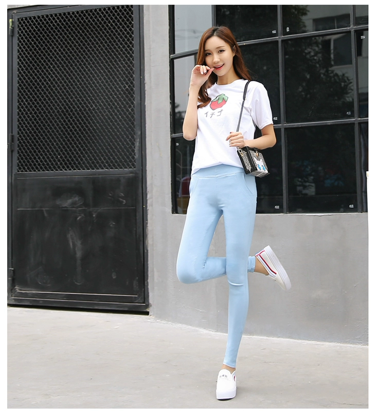 Quần legging phiên bản Hàn Quốc mặc mùa xuân và mùa thu mẫu quần thun bó sát cộng với quần dài cạp cao cạp cao