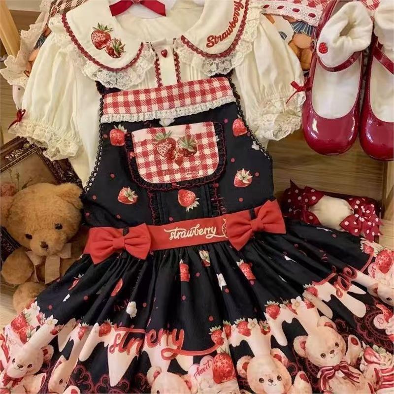 Lolita Velvet Strawberry Short-Sleeved Inner Shirt