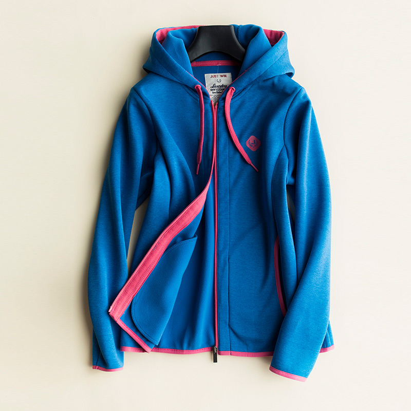 Autumn and winter French casual sports hooded cardigan short jacket Contrast long sleeve jacket thickened loose zipper sweater women