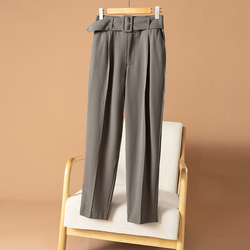 Autumn core trousers slim fashion high waist straight loose casual ladies autumn and winter belt pants