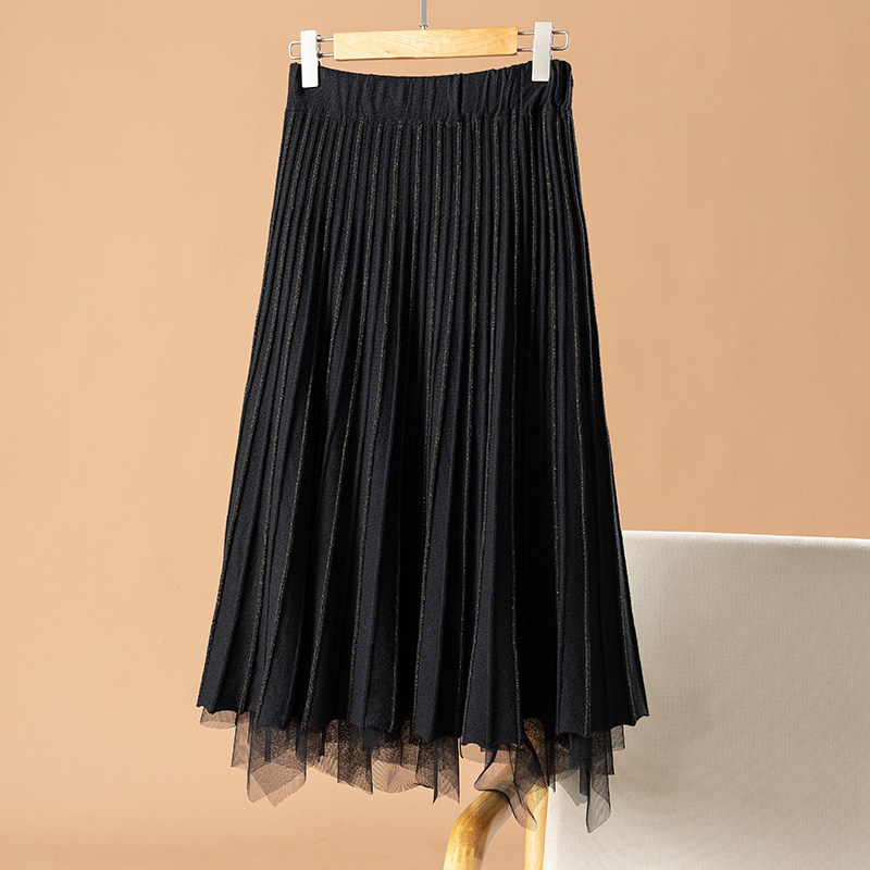Self-contained fairy-like temperament, fashionable and versatile, thin and high-waisted mid-length women's autumn and winter skirt