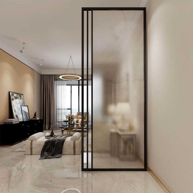 New Chinese art clip silk glass screen partition dry and wet separation clip silk abstract painting Xuanguan's office