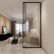 New Chinese art clip silk glass screen partition dry and wet separation clip silk abstract painting entrance office