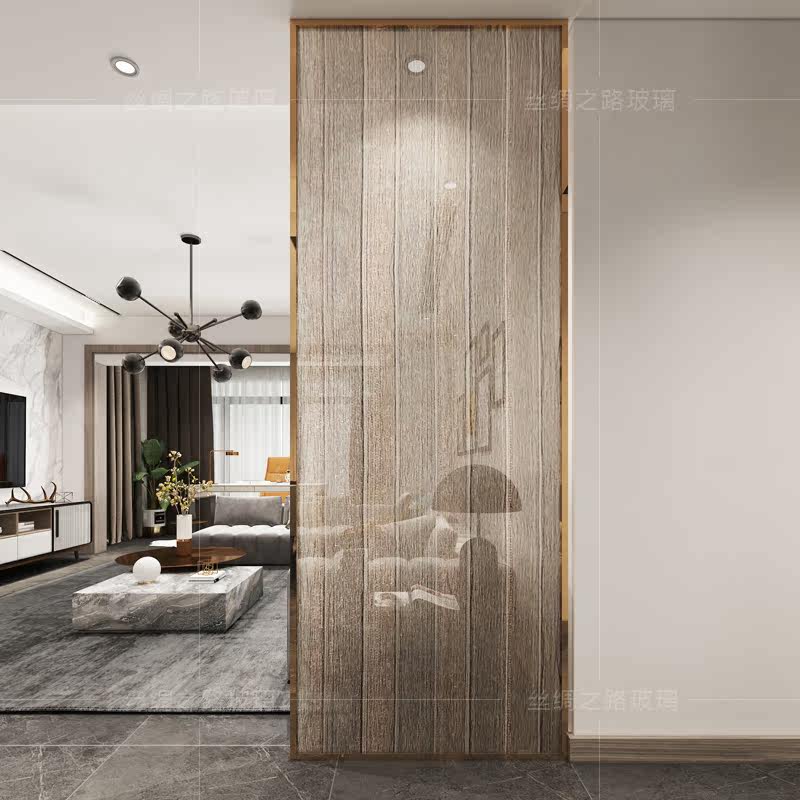 Modern light luxury living room screen partition Entrance door glass decoration clip wire glass simple bedroom block movement