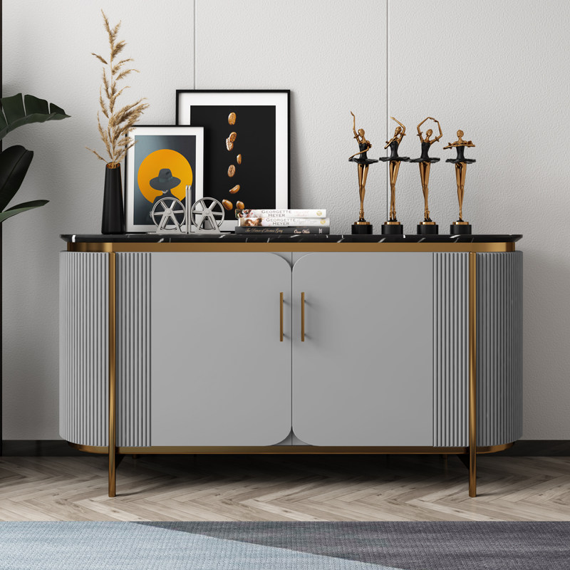 Italian light luxury dining cabinet Tea cabinet Marble entrance cabinet Modern simple household storage cabinet Decorative cabinet Semicircle