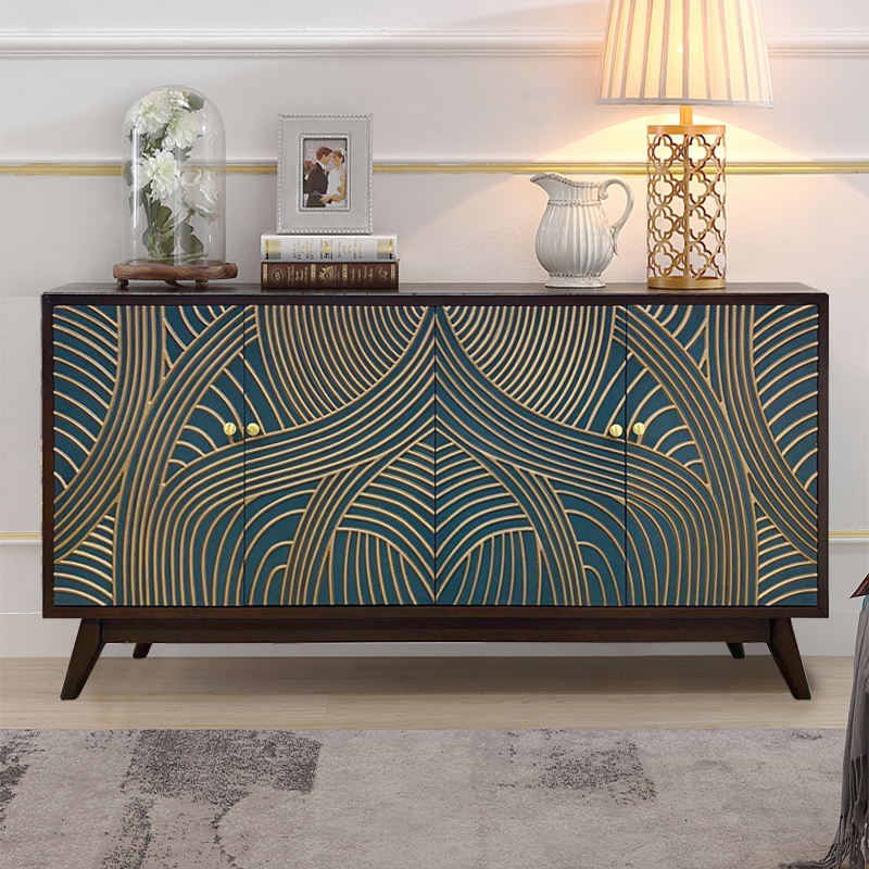 American entrance cabinet Country style solid wood living room door shoe cabinet Light luxury dining cabinet Modern storage storage decorative cabinet