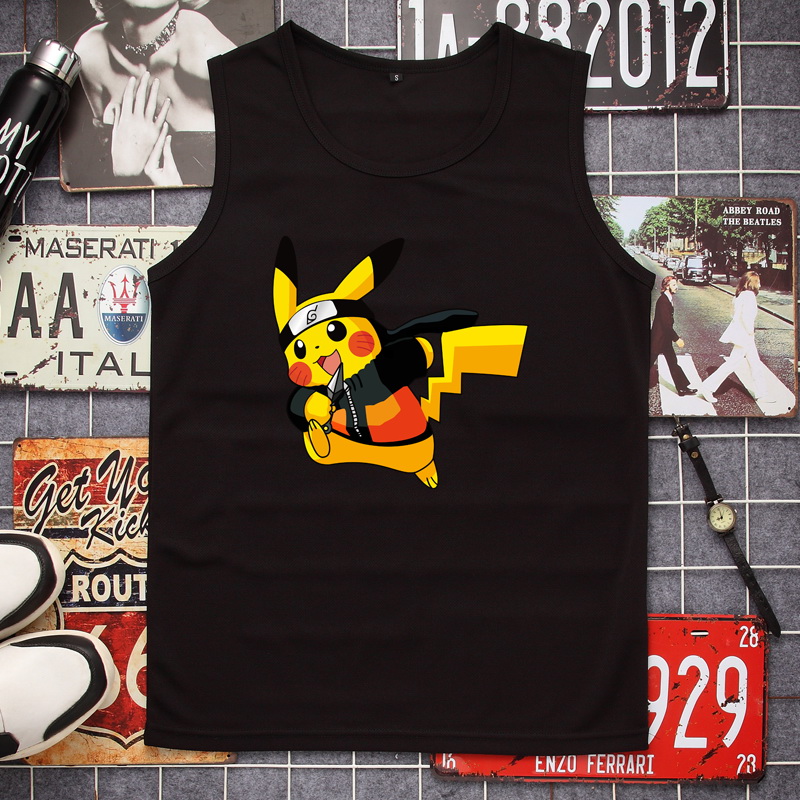 Pokemon Pikachu tay t-shirt Pokemon Pokemon chàng trai mất đang lớn lưới lưới vest