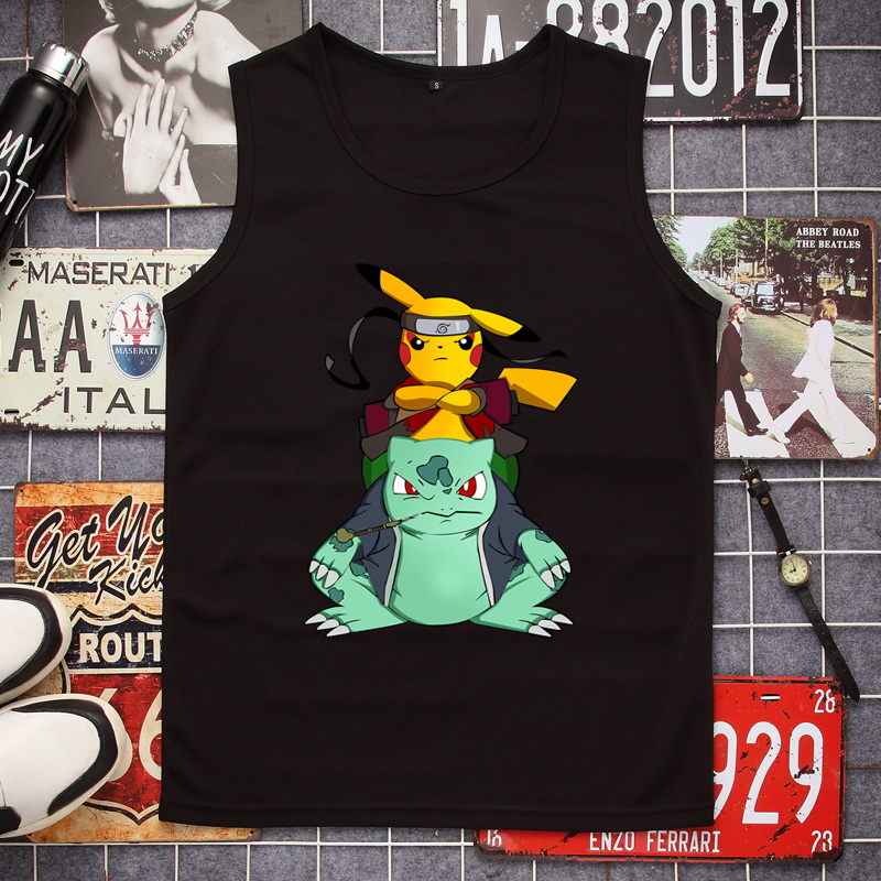 Pokemon Pikachu tay t-shirt Pokemon Pokemon chàng trai mất đang lớn lưới lưới vest