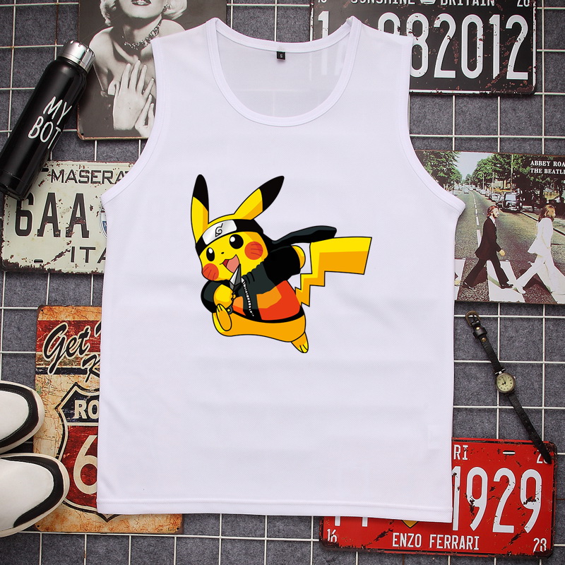 Pokemon Pikachu tay t-shirt Pokemon Pokemon chàng trai mất đang lớn lưới lưới vest