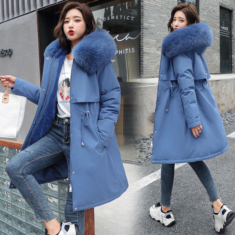 2025 Winter New Style Fleece-Lined Parka for Women, Mid-Length down Cotton Jacket, Loose Fit, Plus Size Cotton Coat, Casual Outerwear, Trendy