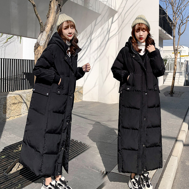 Winter down Cotton Coat for Women, Long Over-The-Knee, Versatile, Loose, Extended Length to Ankle, Cotton Jacket for Art Students, Trendy Winter down Cotton Coat for Women, Long Over-The-Knee, Versatile, Loose, Extended Length to Ankle, Cotton Jacket for Art Students, Trendy