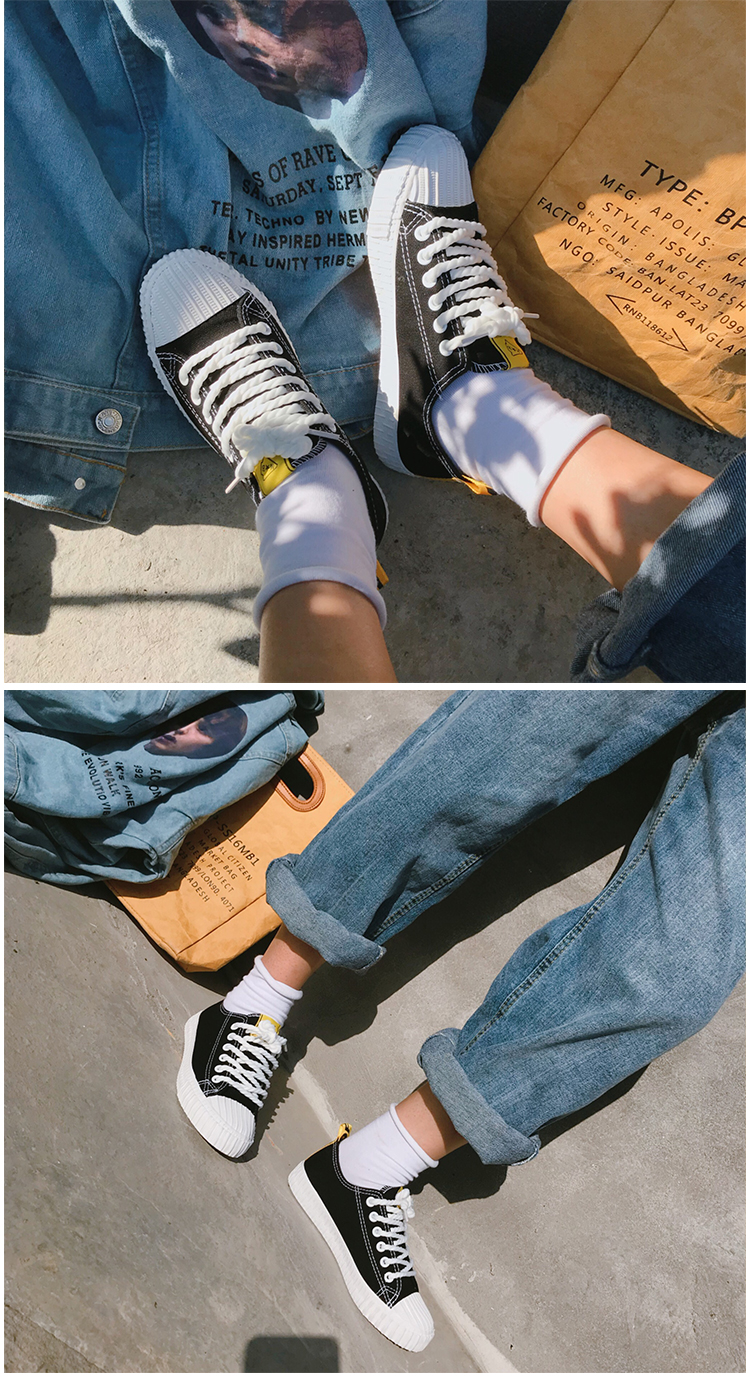 Giày vải Chic nữ 2018 mới dành cho sinh viên phiên bản Hàn Quốc của phong cách Harajuku ulzzang retro port gió in clapper giày đường phố giầy sục nữ