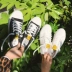 Giày vải Chic nữ 2018 mới dành cho sinh viên phiên bản Hàn Quốc của phong cách Harajuku ulzzang retro port gió in clapper giày đường phố
