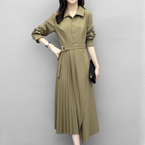 Mapping * Hong Kong light luxury slim slim waist women 2021 plus size V neck shirt temperament dress