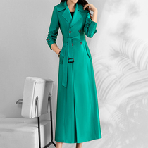 Mapping Hong Kong light luxury high-end simple long windbreaker womens 2022 autumn and winter new style thin coat