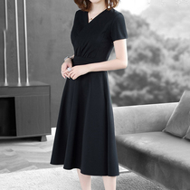 Mapping * Hong Kong light luxury slim slim waist womens 2021 temperament high-end V-collar commuter dress