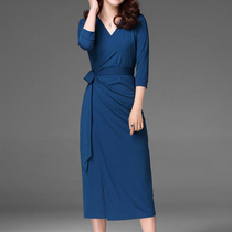 Mapping * Hong Kong light luxury women 2021 V-neck slim slim slim dress
