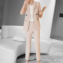 Mapping Hong Kong light extravagant temperament West suit Two sets of Korean version 100 hitch double-row buttoned professional suit