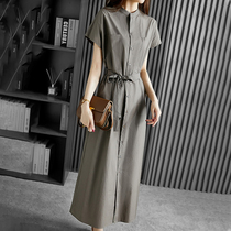 Mapping * Hong Kong light luxury womens 2021 casual aged waist thin temperament summer shirt dress
