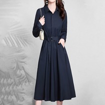 Mapping Hong Kong light luxury high-end shirt dress womens 2022 new temperament slim waist mid-length skirt