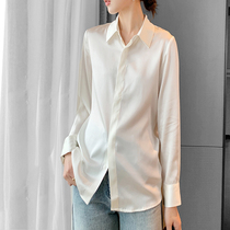 Mapping * Hong Kong light luxury womens fashion wild slim mulberry silk long sleeve high-end temperament silk shirt