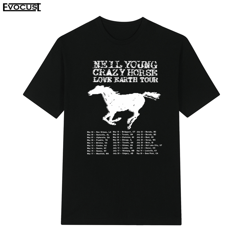 Neil Young Crazy Neil Young Horse Love Earth Tour Retro Short-Sleeved T-Shirt for Men and Women Neil Young Crazy Neil Young Horse Love Earth Tour Retro Short-Sleeved T-Shirt for Men and Women