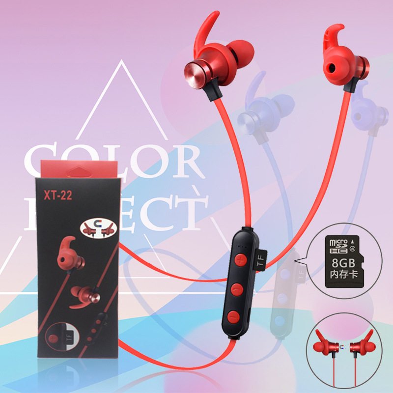 Manufacturer's new XT22 Bluetooth headphones 5 0 Wireless magnetic suction Sports TF Card Stereo Headphones Spot