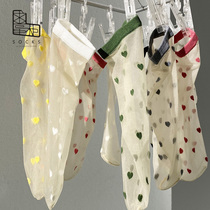 Request Dispensers Short Socks Womens Summer Ultra Slim Transparent Card Silk Socks Day Series Love Fiberglass Cute Sweet And Sweet Socks