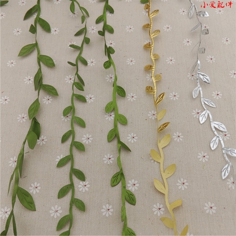 Flower ring handmade gold leaf silver leaf DIY accessories material rattan leaves green leafy hand ring flower ring rattan cloth leaf