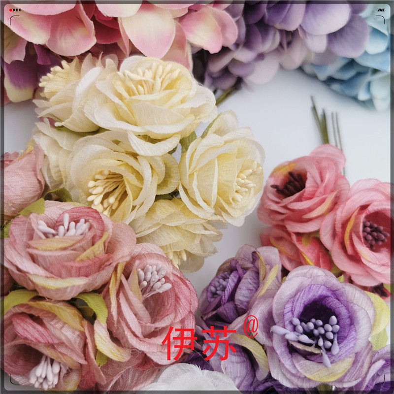 Mini flower silk flower silk flower fake flower ornament cloth flower simulation flower flower wreath handmade diy accessories material bouquet