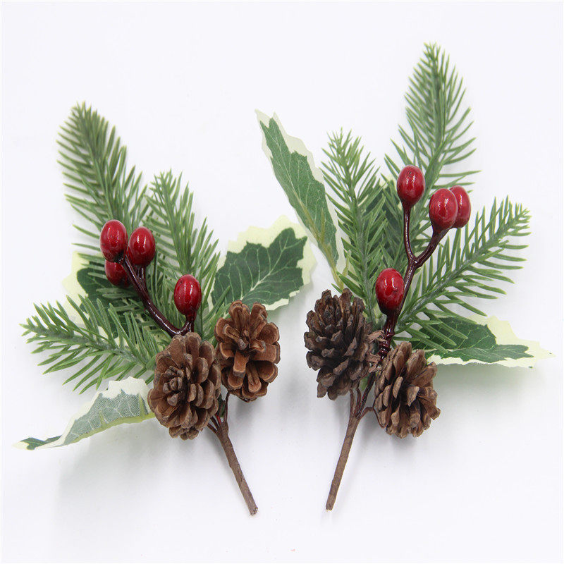 Cross - border hot sales support custom 8cm simulation pine pine fruit branch Christmas tree decoration bouquet