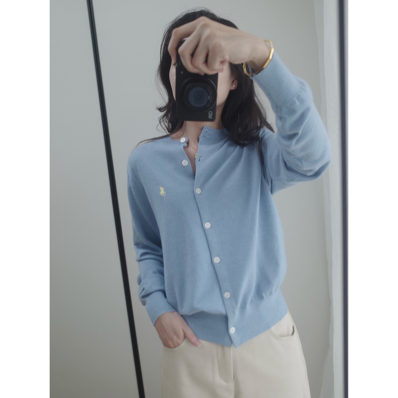 Rl Trading Company Order! Soft and Wrinkle-Resistant Pima Cotton Blend, Pony Embroidery, Regular Shoulder, Round Neck, Knitted Cardigan for Women Rl Trading Company Order! Soft and Wrinkle-Resistant Pima Cotton Blend, Pony Embroidery, Regular Shoulder, Round Neck, Knitted Cardigan for Women