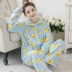 Flannel đồ ngủ nữ mùa xuân và mùa thu dài tay dày lông cừu san hô mùa thu và mùa đông mẫu Hàn Quốc dịch vụ nhà phù hợp với nữ dễ thương kích thước lớn pijama tiểu thư Bộ Pajama