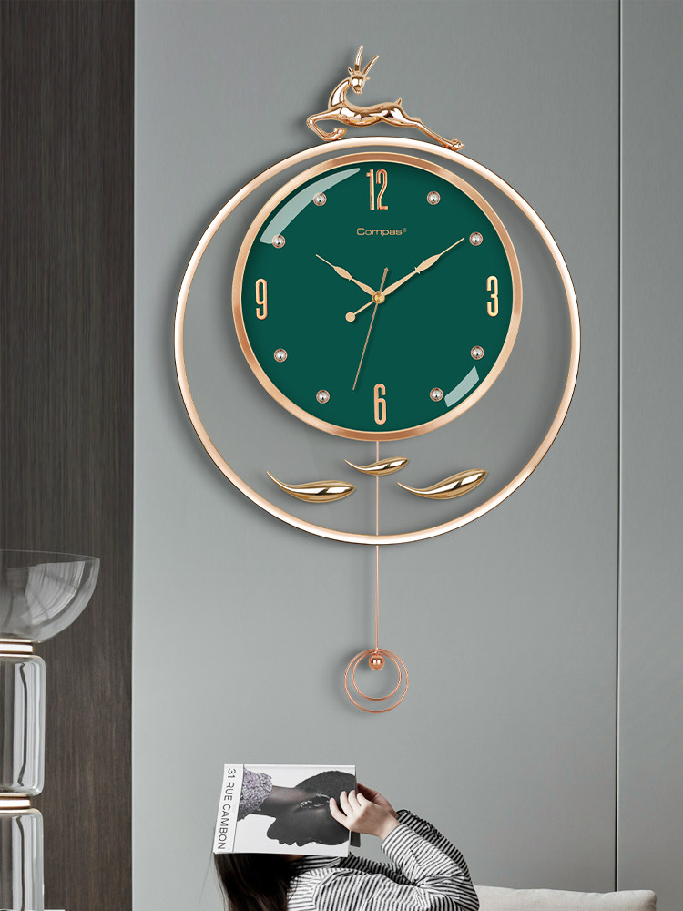 Cambar deer head hanging clock living room creative swing clock Nordic modern minimalist clocks fashion hanging wall quartz clocks-Taobao