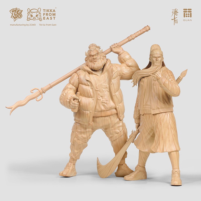 RITAO CHAN　中国唐木彫刻関羽と張飛　武人像置物　M　R2697K 楽天市場】【劉備 関羽 張飛】 観音開き 5A極上手彫り 木彫り