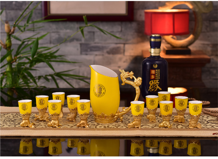 Chinese zodiac wine cup wine glass ceramics suit ipads China liquor cup wine household gifts