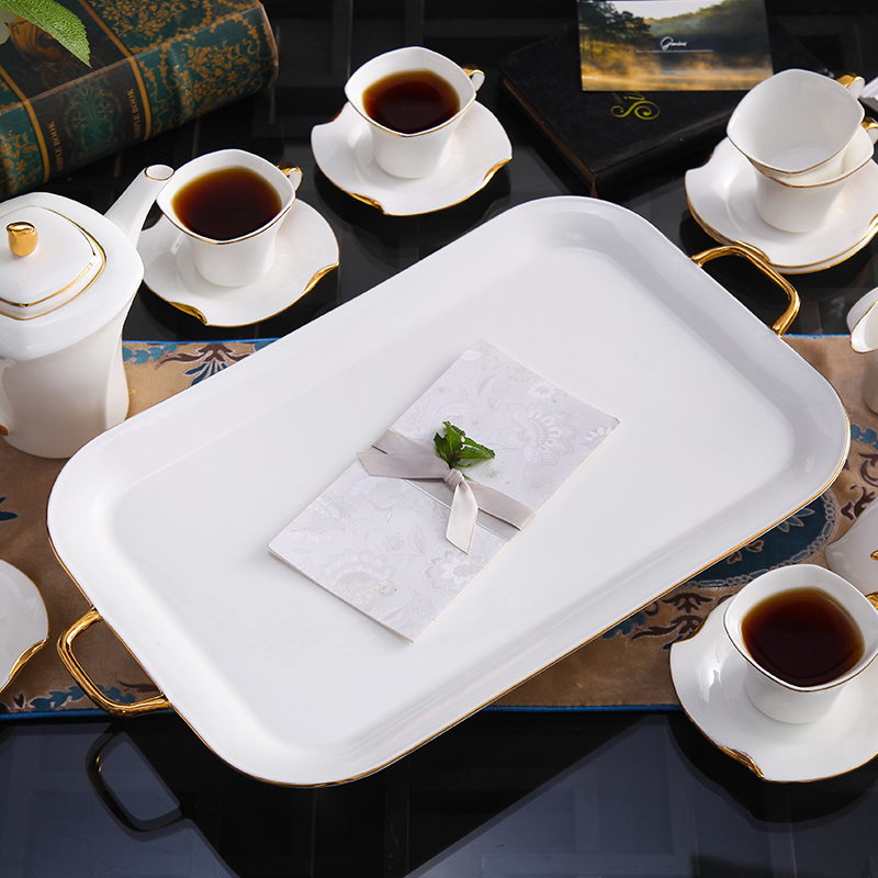 Small European - style key-2 luxury English afternoon tea tray with ipads porcelain cup saucer ceramic coffee cup set a wedding gift