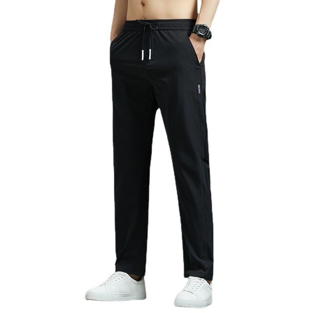 Summer ice silk stretch thin pants men's casual pants loose sports pants men's straight large size quick-drying trousers for men