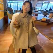 (New) double-sided cashmere coat retro girls winter New Foreign style childrens woolen coat Plaid A pendulum
