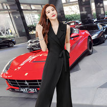 Jumpsuit fashion suit womens 2021 summer fashion new Korean version of high-waisted trousers wide leg pants thin