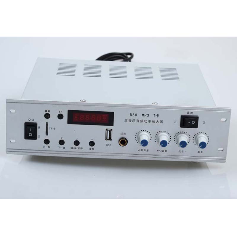12v 220v AC and DC two-vehicle home audio amplifier display D60 constant resistance output 50w treble