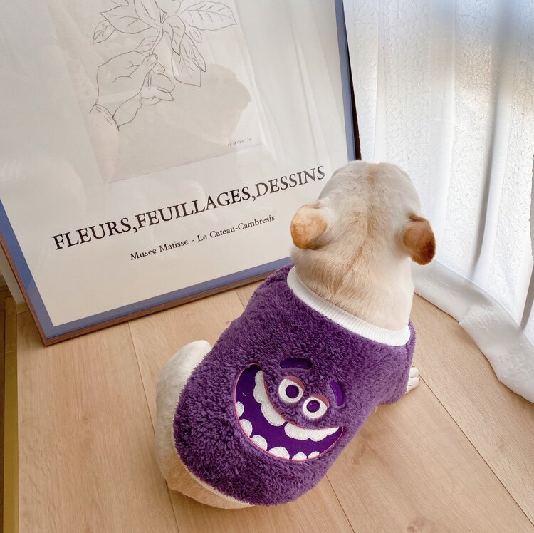 Dog autumn winter plush embroidered clothes Faboba Gagdown thickened Warm Elastic Pet Monster