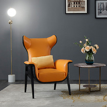 Nordic style leather art sofa chair Nordic light luxury comfortable negotiation chair small apartment creative leisure chair guest chair