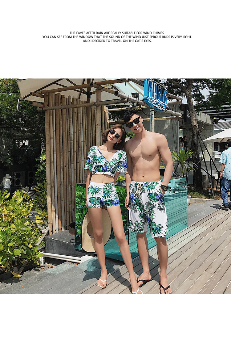 Bộ đồ bơi bikini ba mảnh Bộ đồ đi biển Hàn Quốc đi biển tuần trăng mật áo tắm nam spa đồ bơi đôi - Vài đồ bơi 	đồ đôi đi biển chụp hình cưới	