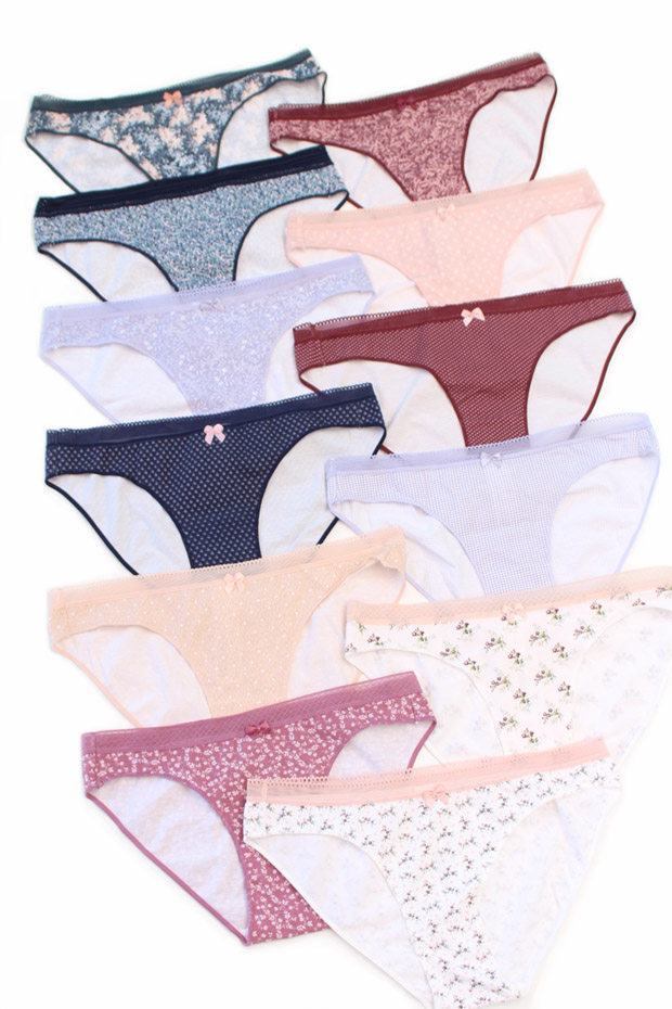 Ren 4 07 European and American O Home Broken Flowers Minimalist All Cotton Comfort Mid-Waist Briefs Pure Cotton Female Triangle Pants Shorts